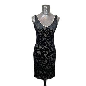 Vintage Y2K Whimsigoth Black Velvet Burnout Mini Bodycon Dress Small Gothic